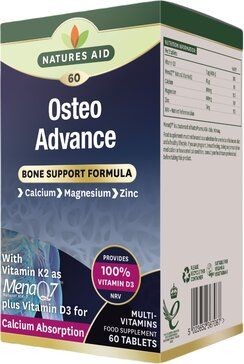 NATURES AID OSTEO ADVANCE КОМПЛЕКС ДЛЯ ЗДОРОВЬЯ КОСТЕЙ И ЗУБОВ ТАБЛЕТКИ  2090 МГ №60