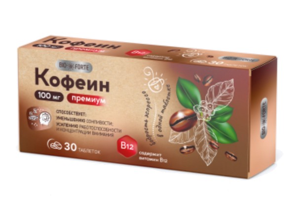 BIOFORTE/BIO FORTE КОФЕИН ПРЕМИУМ ТАБЛЕТКИ 100 МГ 350 МГ №30
