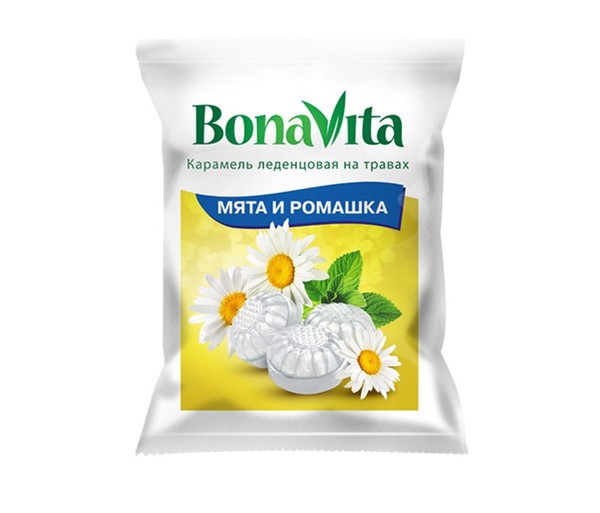 BONA VITA КАРАМЕЛЬ ЛЕДЕНЦОВАЯ МЯТА И РОМАШКА С ВИТ С ЛЕДЕНЦЫ  60 Г №1