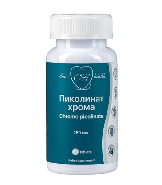 CLINIC HEALTH ПИКОЛИНАТ ХРОМА ТАБЛЕТКИ 250 МКГ 300 МГ №60