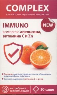 COMPLEX ЭКСТРАКТОВ IMMUNO/КОМПЛЕКС ИММУНО АПЕЛЬСИН, ВИТАМИН C И ZN ПОРОШОК ДЛЯ ПРИГОТОВЛЕНИЯ ОРАЛЬНОГО РАСТВОРА  2 Г №10