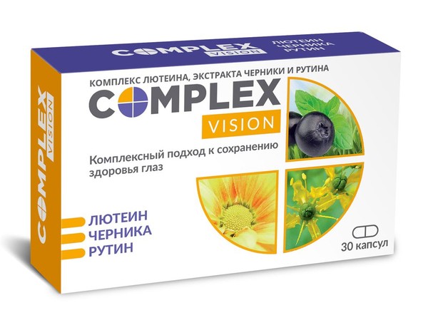COMPLEX ЭКСТРАКТОВ VISION/КОМПЛЕКС ВИЖН ЛЮТЕИН, ЧЕРНИКА, РУТИН КАПСУЛЫ 300 МГ №30