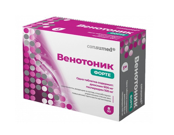 CONSUMED ВЕНОТОНИК ФОРТЕ (ВЕНОПРИМ ФОРТЕ) ТАБЛЕТКИ ПОКРЫТЫЕ ОБОЛОЧКОЙ 900 МГ+100 МГ 1240 МГ №30
