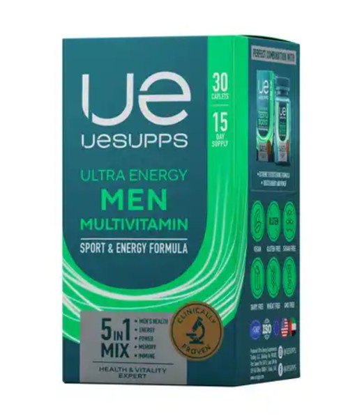 UESUPPS/УЕСАППС ULTRA ENERGY МЕН МУЛЬТИВИТАМИН ФОРМУЛА КАПЛЕТЫ    №30