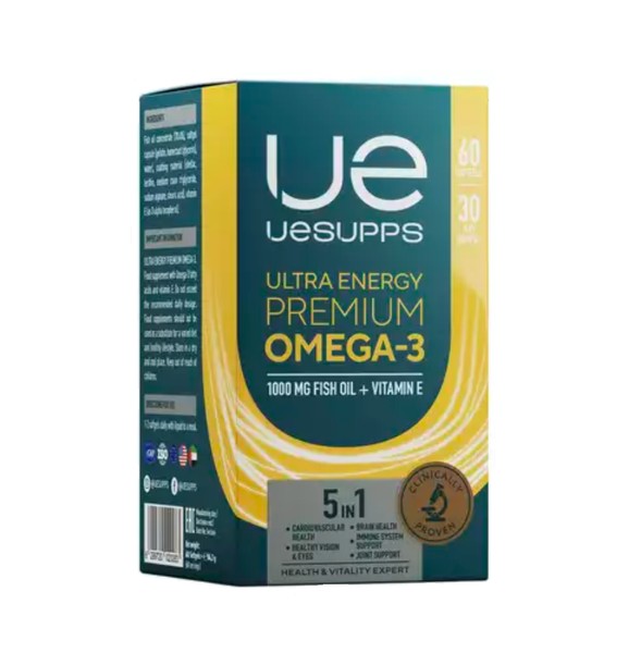 UESUPPS/УЕСАППС ULTRA ENERGY ОМЕГА-3 ПРЕМИУМ КАПСУЛЫ  1405 МГ №60