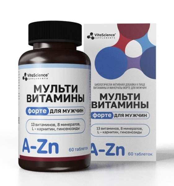 VITALIFE/VITASCIENCE ВИТАМИНЫ И МИНЕРАЛЫ ФОРТЕ ДЛЯ МУЖЧИН ТАБЛЕТКИ  1000 МГ №60