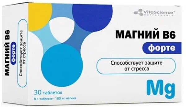 VITALIFE/VITASCIENCE МАГНИЙ В6 ФОРТЕ ТАБЛЕТКИ  1,17 Г №30