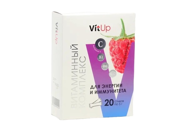 VITUP ВИТАМИННЫЙ КОМПЛЕКС ДЛЯ ЭНЕРГИИ И ИММУНИТЕТА МАЛИНА ПОРОШОК ДЛЯ ПРИГОТОВЛЕНИЯ РАСТВОРА ДЛЯ ПРИЕМА ВНУТРЬ    №20