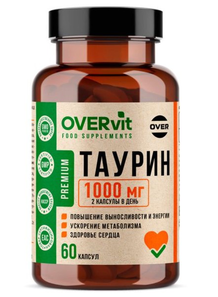 OVERVIT ТАУРИН КАПСУЛЫ 500 МГ 0,65 Г №60