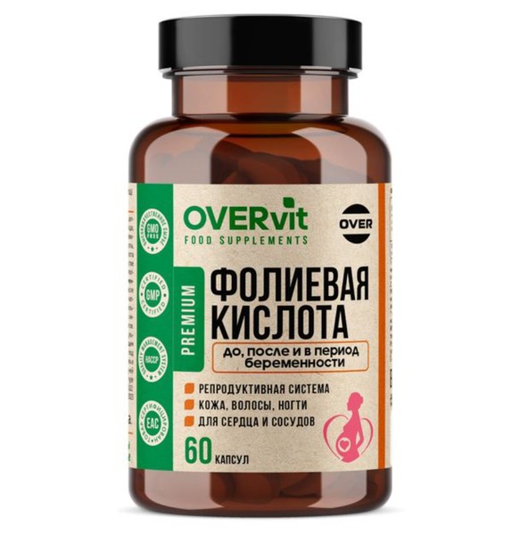 OVERVIT ФОЛИЕВАЯ КИСЛОТА КАПСУЛЫ  400 МГ №60