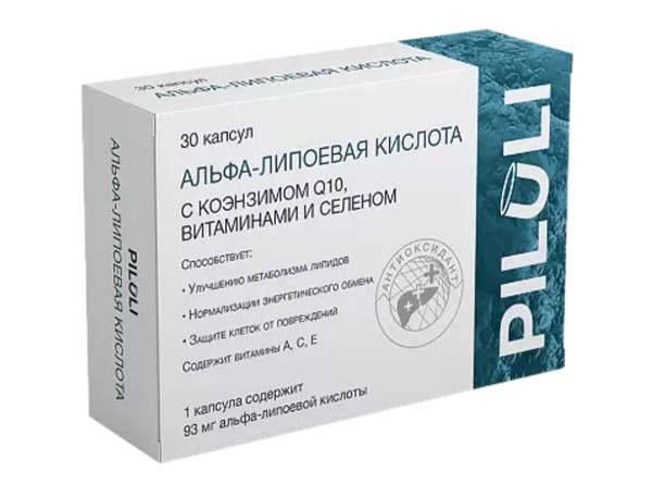 PILULI АЛЬФА-ЛИПОЕВАЯ КИСЛОТА С КОЭНЗИМОМ Q10 ВИТАМИНАМИ И СЕЛЕНОМ КАПСУЛЫ  435 МГ №30