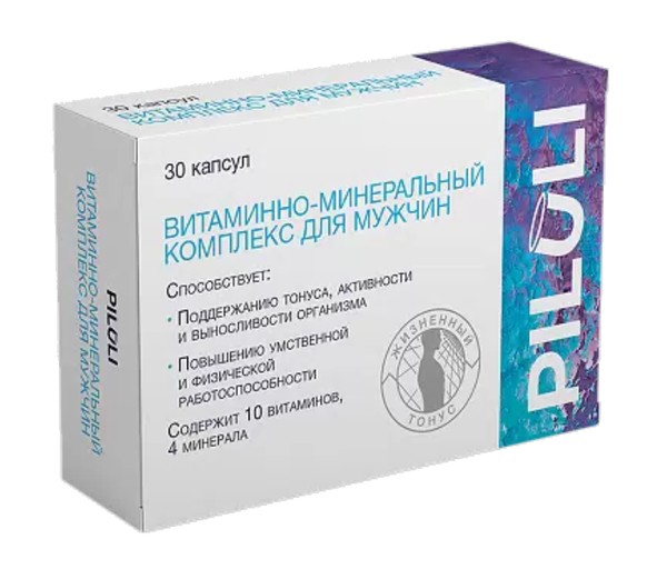 PILULI ВИТАМИННО-МИНЕРАЛЬНЫЙ КОМПЛЕКС ДЛЯ МУЖЧИН КАПСУЛЫ  775 МГ №30