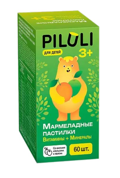 PILULI МАРМЕЛАДНЫЕ ПАСТИЛКИ ВИТАМИНЫ+МИНЕРАЛЫ ПАСТИЛКИ ЖЕВАТЕЛЬНЫЕ  2,5 Г №60
