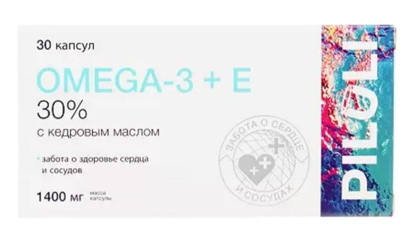 PILULI ОМЕГА 3 - 30% + E С КЕДРОВЫМ МАСЛОМ КАПСУЛЫ  1400 МГ №30