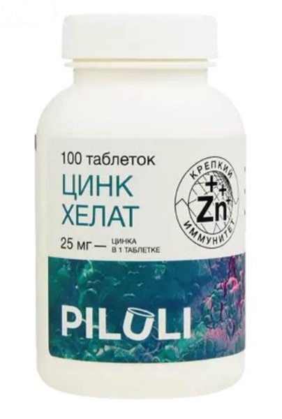 PILULI ЦИНКА ХЕЛАТ ТАБЛЕТКИ 25 МГ 600 МГ №100