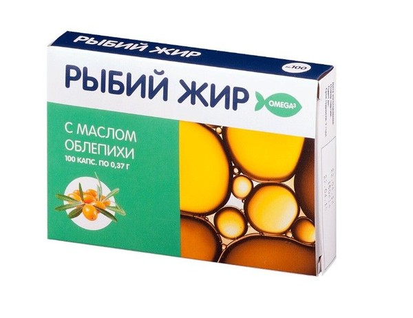 PL РЫБИЙ ЖИР С МАСЛОМ ОБЛЕПИХИ КАПСУЛЫ  0,37 Г №100