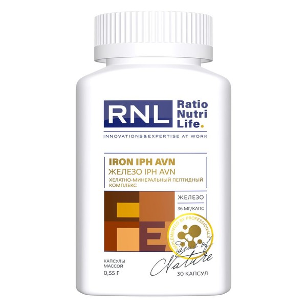 RNL/RATIONUTRILIFE ХЕЛАТНО-МИНЕРАЛЬНЫЙ ПЕПТИДНЫЙ КОМПЛЕКС ЖЕЛЕЗО IPH AVN КАПСУЛЫ  0,55 Г №30