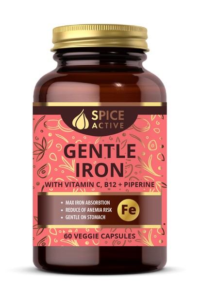 SPICE ACTIVE ЖЕЛЕЗО ЛЕГКОДОСТУПНОЕ С ВИТАМИНАМИ С, В12 И ПИПЕРИНОМ КАПСУЛЫ  0,27 Г №60