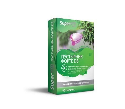 SUPERUM/СУПЕРУМ ПУСТЫРНИК ФОРТЕ D3 ТАБЛЕТКИ ПОКРЫТЫЕ ОБОЛОЧКОЙ  600 МГ №30
