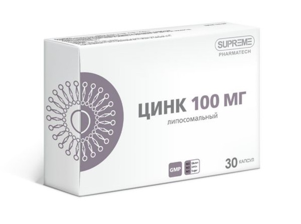 SUPREME ЦИНК ЛИПОСОМАЛЬНЫЙ КАПСУЛЫ 100 МГ 548 МГ №30