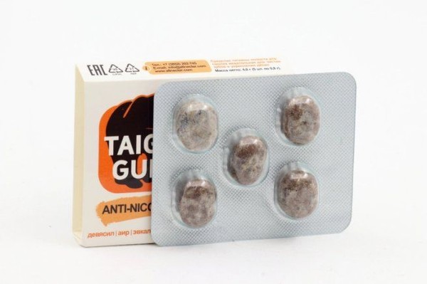 TAIGA GUM ЖЕВАТЕЛЬНАЯ СМОЛКА ANTI-NICOTINE РЕЗИНКИ ЖЕВАТЕЛЬНЫЕ 0,8 Г №5