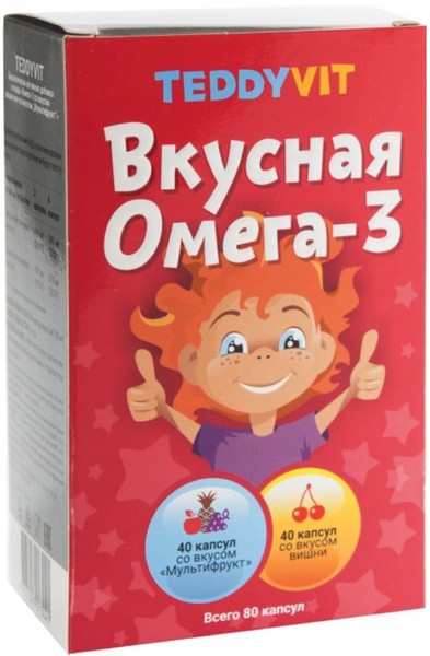 TEDDYVIT ВКУСНАЯ ОМЕГА-3 (ОМЕГА-3 СО ВКУСОМ) КАПСУЛЫ ЖЕВАТЕЛЬНЫЕ    №80