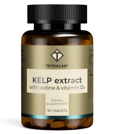 TETRALAB KELP ЭКСТРАКТ С ЙОДОМ И ВИТАМИНОМ Д3 ТАБЛЕТКИ  0,55 Г №90