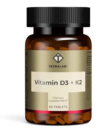 TETRALAB ВИТАМИН D3+К2 ТАБЛЕТКИ ПОКРЫТЫЕ ОБОЛОЧКОЙ  0,165 Г №60