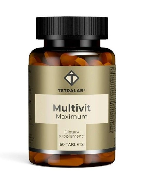 TETRALAB МУЛЬТИВИТ МАКСИМУМ ТАБЛЕТКИ ПОКРЫТЫЕ ОБОЛОЧКОЙ  1,5 Г №60