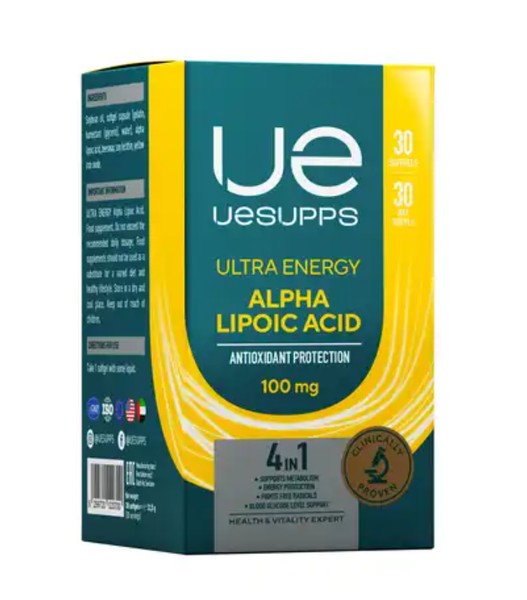 UESUPPS/УЕСАППС ULTRA ENERGY АЛЬФА-ЛИПОЕВАЯ КИСЛОТА КАПСУЛЫ    №30