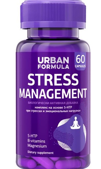 URBAN FORMULA STRESS MANAGEMENT/КОМПЛЕКС ЭКСТРАКТА ПУСТЫРНИКА, 5-НТР, MG И ВИТАМИНОВ ГРУППЫ В КАПСУЛЫ  0,28 Г №60