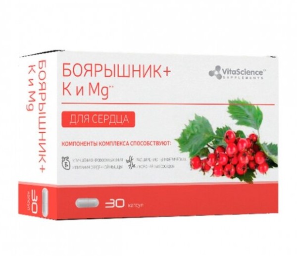 VITALIFE/VITASCIENCE КОМПЛЕКС БОЯРЫШНИКА КАЛИЯ И МАГНИЯ КАПСУЛЫ  375 МГ №30