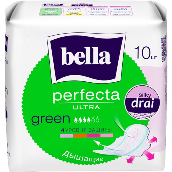 BELLA PERFECTA ПРОКЛАДКИ ГИГИЕНИЧЕСКИЕ ULTRA GREEN ПРОКЛАДКИ ЖЕНСКИЕ ГИГИЕНИЧЕСКИЕ №10