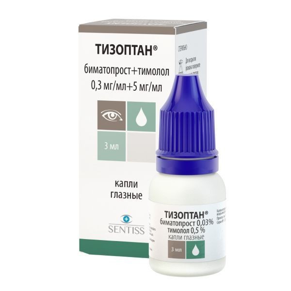 ТИЗОПТАН КАПЛИ ГЛАЗНЫЕ 0,3 МГ+5 МГ/МЛ 3 МЛ №1