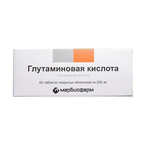 ГЛУТАМИНОВАЯ КИСЛОТА ТАБЛЕТКИ ПОКРЫТЫЕ ОБОЛОЧКОЙ 250 МГ   №60