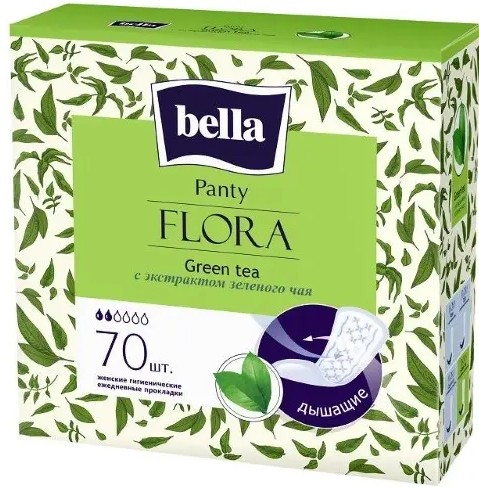 BELLA FLORA ПРОКЛАДКИ ЕЖЕДНЕВНЫЕ GREEN TEA/ЗЕЛЕНЫЙ ЧАЙ ПРОКЛАДКИ ЖЕНСКИЕ ГИГИЕНИЧЕСКИЕ ЕЖЕДНЕВНЫЕ №70