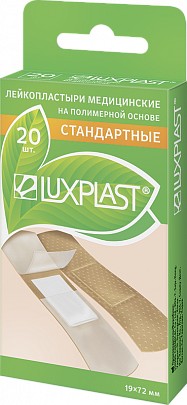 LUXPLAST ПЛАСТЫРЬ СТАНДАРТ ПОЛИМЕР ОСНОВА ТЕЛЕС 19 X 72 ММ ПЛАСТЫРЬ   №20
