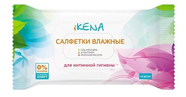 IKENA САЛФЕТКИ ВЛАЖНЫЕ Д/ИНТИМНОЙ ГИГИЕНЫ МОЛОЧНАЯ КИСЛОТА САЛФЕТКИ ЖЕНСКИЕ ГИГИЕНИЧЕСКИЕ    №15