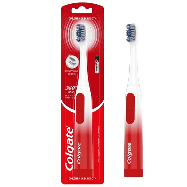COLGATE ЗУБН ЩЕТКА 360 OPTIC WHITE СРЕДНЯЯ ЭЛЕКТР ЗУБНАЯ ЩЕТКА ЭЛЕКТРИЧЕСКАЯ   №1
