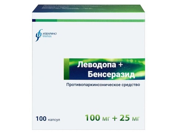 ЛЕВОДОПА+БЕНСЕРАЗИД КАПСУЛЫ 100 МГ+25 МГ   №100