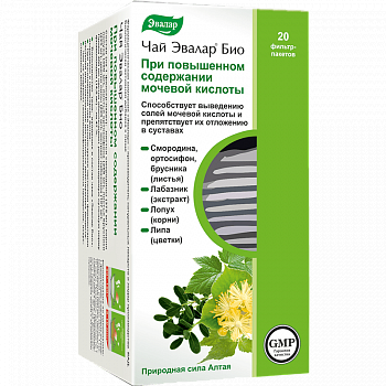 ЭВАЛАР БИО ПРИ ПОВЫШЕННОМ СОДЕРЖАНИИ МОЧЕВОЙ КИСЛОТЫ ЧАЙ  1,5 Г №20