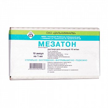 МЕЗАТОН РАСТВОР ДЛЯ ИНЪЕКЦИЙ 10 МГ/МЛ 1 МЛ №10