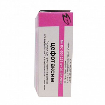 ЦЕФОТАКСИМ ПОРОШОК ДЛЯ ПРИГОТОВЛЕНИЯ РАСТВОРА ДЛЯ ВНУТРИВЕННОГО И ВНУТРИМЫШЕЧНОГО ВВЕДЕНИЯ 1 Г №1