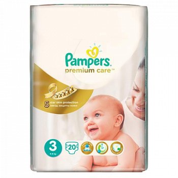 PAMPERS PREMIUM CARE ПОДГУЗНИКИ 3 MIDI 5-9КГ ПОДГУЗНИКИ ДЕТСКИЕ №20