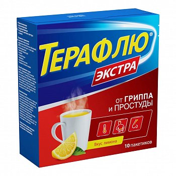 ТЕРАФЛЮ ОТ ГРИППА И ПРОСТУДЫ ЭКСТРА ПОРОШОК ДЛЯ ПРИГОТОВЛЕНИЯ РАСТВОРА ДЛЯ ПРИЕМА ВНУТРЬ [ЛИМОННЫЙ]  15 Г №10