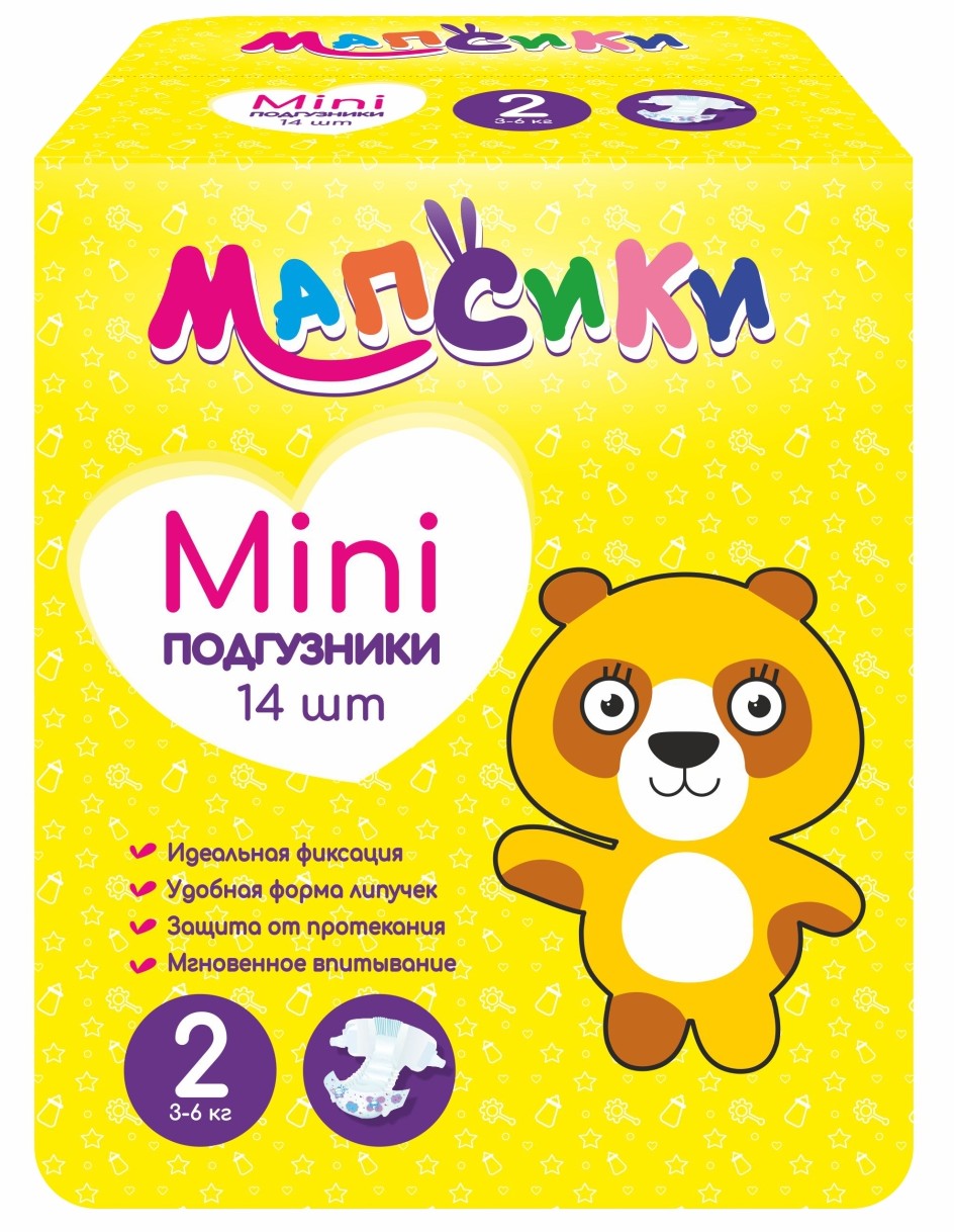 МАПСИКИ ПОДГУЗНИКИ ДЕТСКИЕ MINI (3-6КГ) ПОДГУЗНИКИ ДЕТСКИЕ MINI    №14