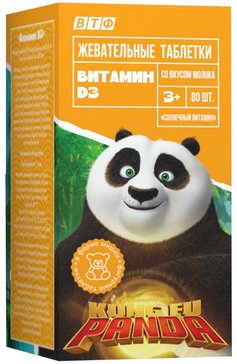 KUNG FU PANDA ВИТАМИН D3 ТАБЛЕТКИ ЖЕВАТЕЛЬНЫЕ [МОЛОКО]  0,9 Г №80