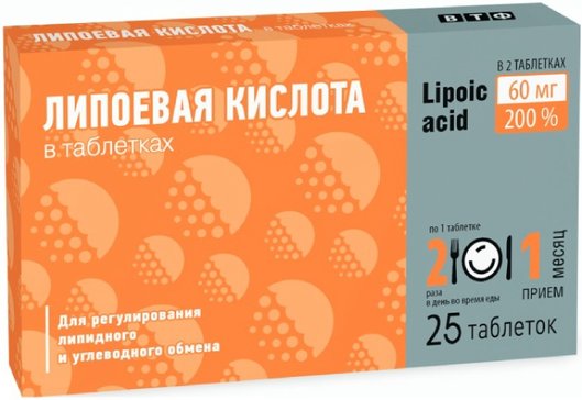ВТФ АЛЬФА-ЛИПОЕВАЯ КИСЛОТА ТАБЛЕТКИ  360 МГ №25