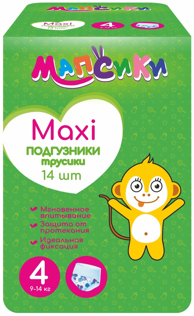 МАПСИКИ ПОДГУЗНИКИ-ТРУСИКИ ДЕТСКИЕ MAXI (9-14КГ) ПОДГУЗНИКИ ДЕТСКИЕ-ТРУСЫ    №14