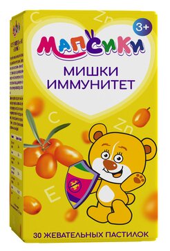 МАПСИКИ МИШКИ ИММУНИТЕТ ПАСТИЛКИ ЖЕВАТЕЛЬНЫЕ  2,5 Г №30
